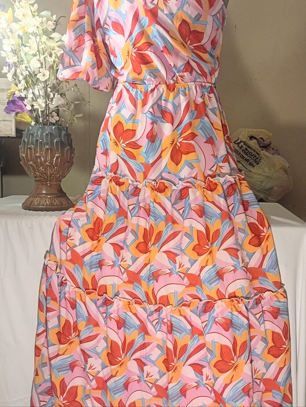 NWT Zebra Collection Long One Shoulder Hawaiian Dress